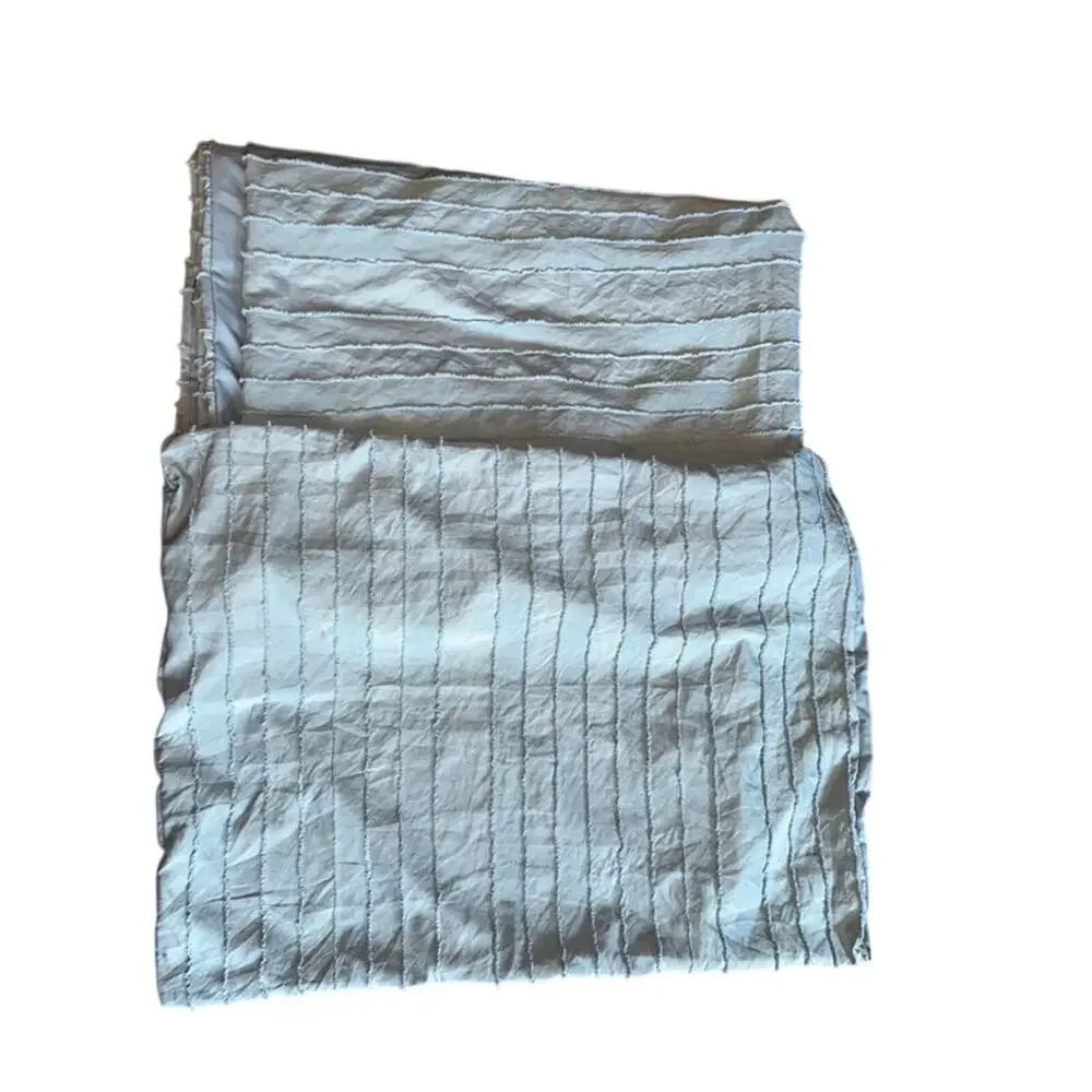 Twin Striped Tufted Embroidery Duvet Cover & Sham Set ceil blue